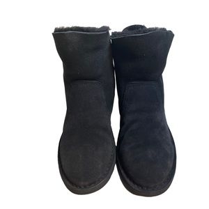 Ugg Naiyah Women's Black Suede Sheepskin Winter Boots Lace Back 6
